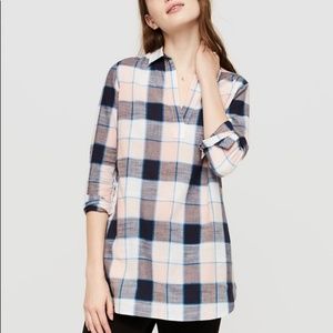 Lou & Grey Plaid Pocket Pop-Over Top